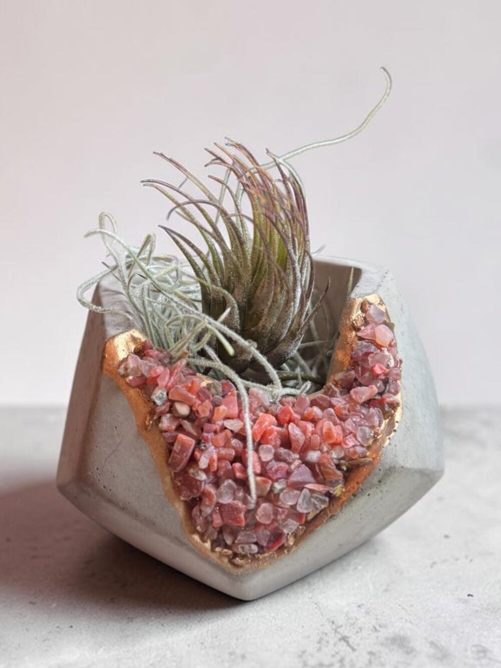 Mini Air Plant Planter Red Crystal | Geometric Decor | Desk Plant | Gift Idea